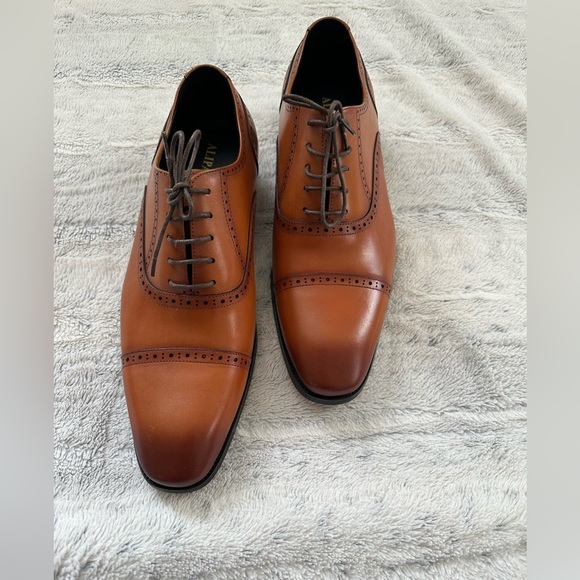 ALIPASINM Men's Wingtip Oxford Dress Shoes Lace Up Size 13 ,Brown Leather New - Picture 2 of 11